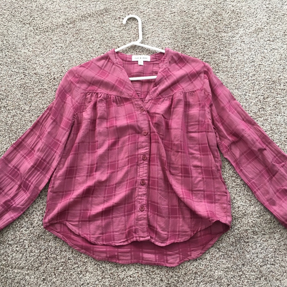Cloth &Stone, v-neck, plaid top